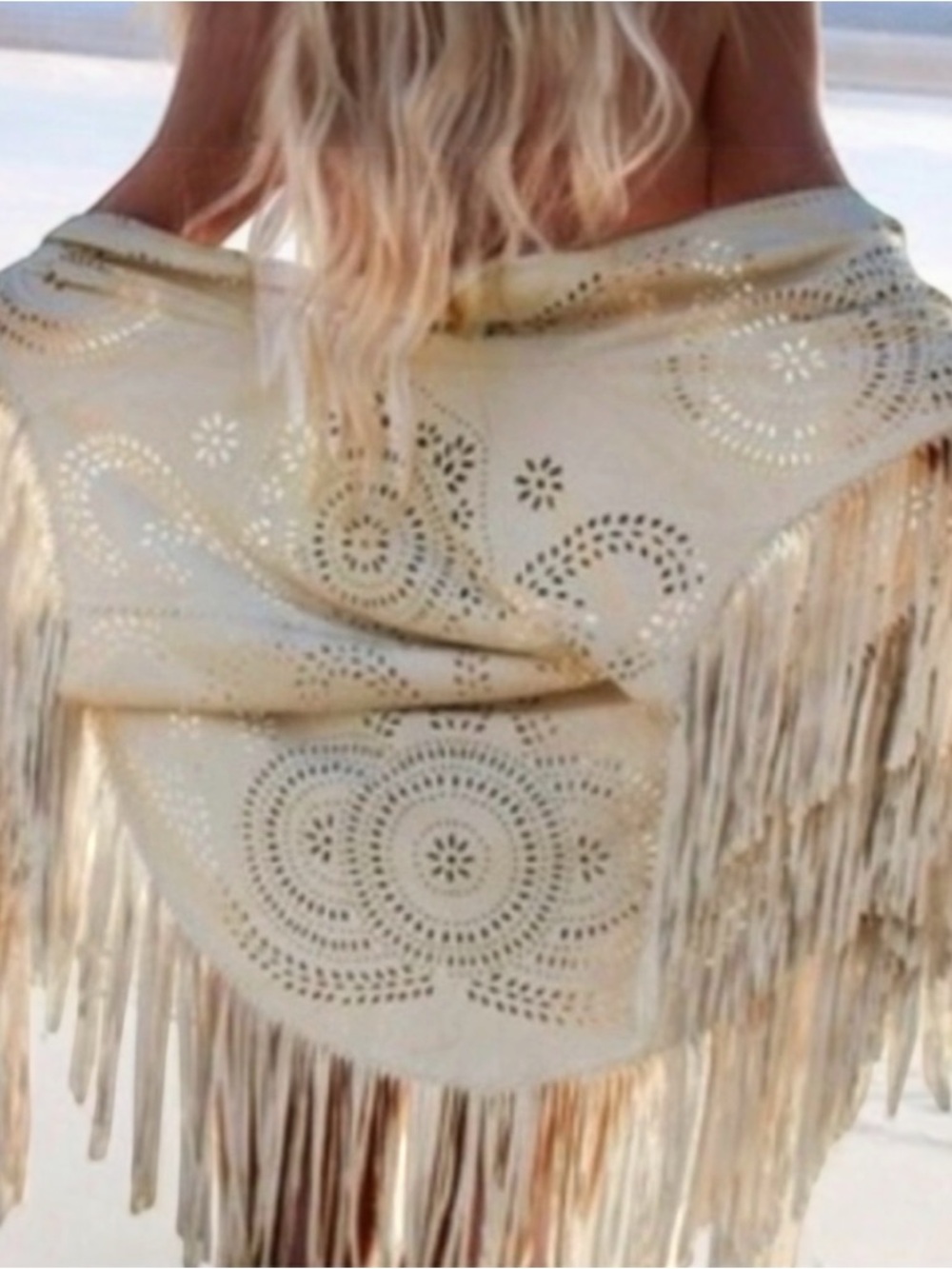 New Laser Cut Fringe Kimono Desert Boho